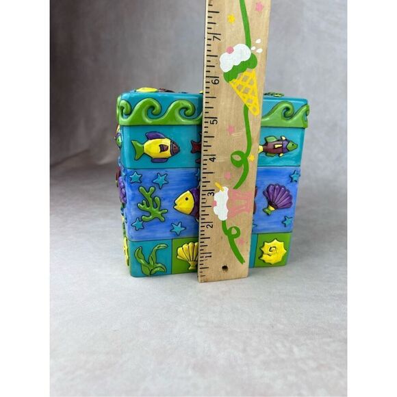 Vintage Sue Zipkin Zippy Fish Tissue Box Underwater Beach Fish Theme - Picture 10 of 11